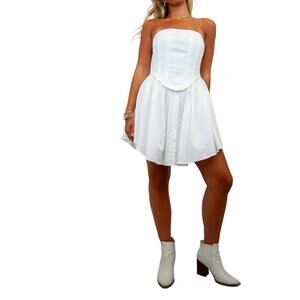NEW BABY PINK strapless babydoll corset dress in white